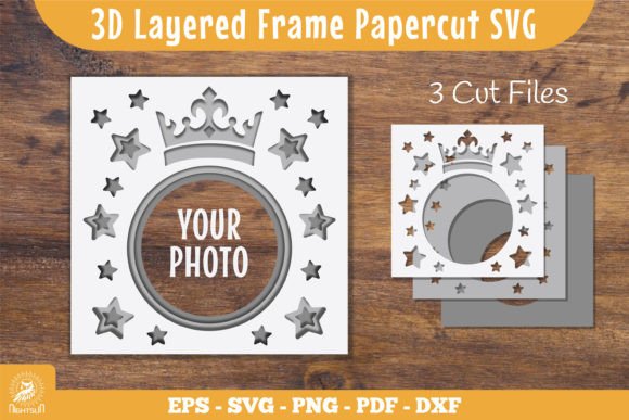 3D Layered Crown SVG for Laser Cutting & Shadow Boxes