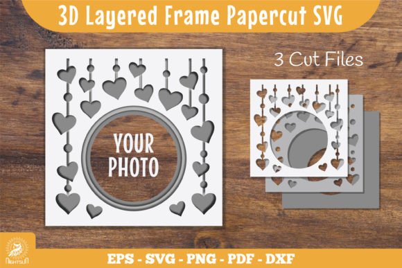 3D Layered Heart SVG for Laser Cutting Shadow Boxes