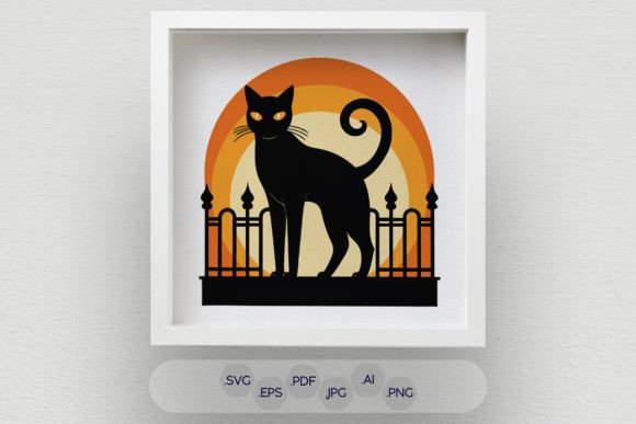 3D SVG Black Cat for Shadow Boxes