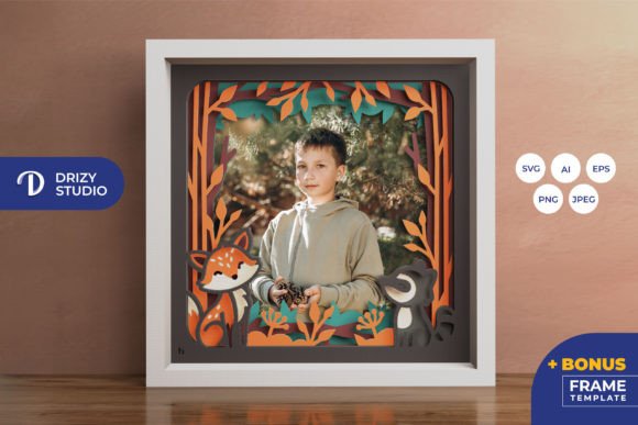 Autumn Animal Baby Photo Frame 3D SVG Shadow Boxes