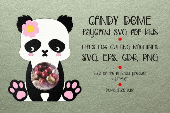 Baby Panda Candy Dome Template: 3D SVG Animals