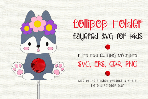 Baby Wolf Lollipop Holder: A 3D SVG for Cute Shapes