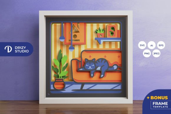 Cat on the Sofa Home 3D Shadow Boxes: A 3D SVG Review