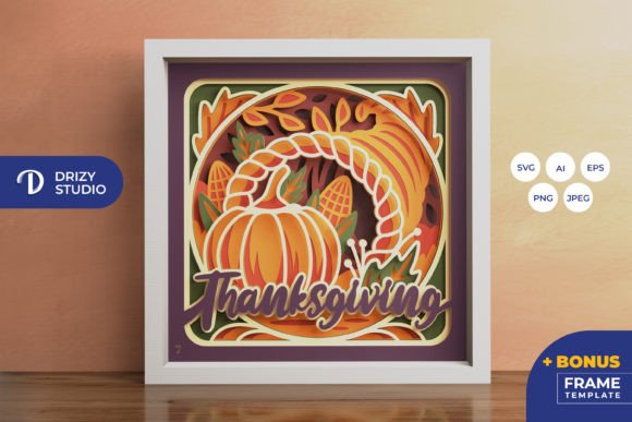 Cornucopias 3D Layered Paper Cut: 3D SVG for Shadow Boxes