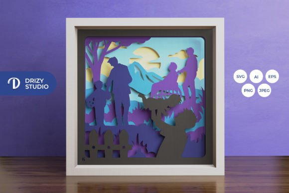 Father and Son 3D Shadow Box: A 3D SVG for Shadow Boxes