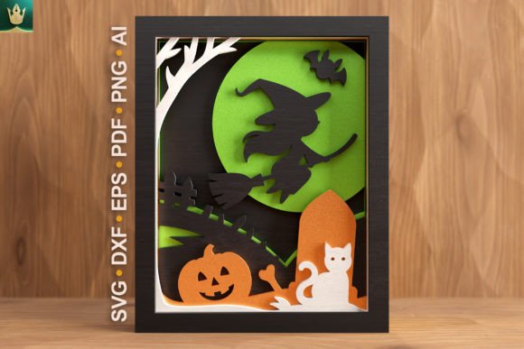Flying Witch 3D SVG for Shadow Boxes