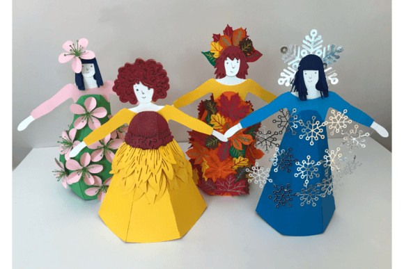 Four Season Sisters 3D SVG for Seasons Branding