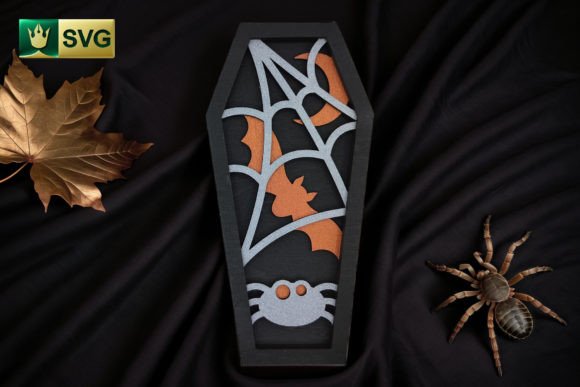 Halloween Coffin V3 Spider 3D SVG Shapes