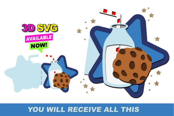Milk and Cookies Card 3D SVG for Laser Cutting Cards