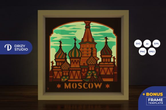 Moscow 3D Shadow Box: Premium 3D SVG for Shadow Boxes
