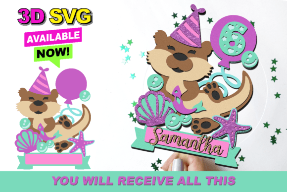 Otter Cake Topper 3D SVG for Life Events