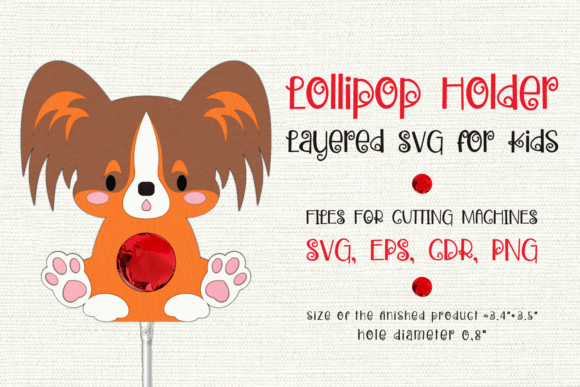 Papillon Dog Lollipop Holder 3D SVG Shapes