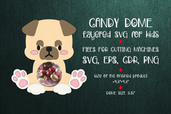 Pug Dog Candy Dome: 3D SVG Animals Asset