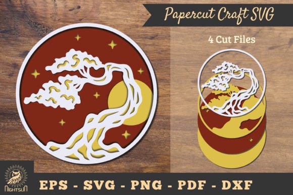 Tree 3D Papercut SVG for Shadow Boxes