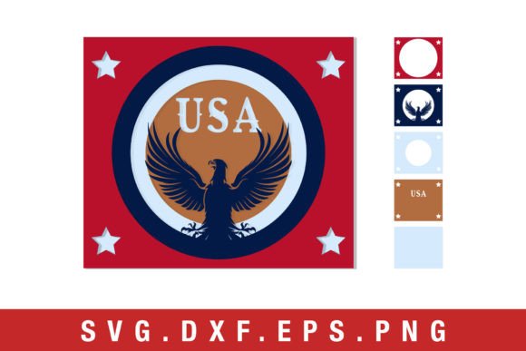 USA 4th of July SVG for Laser Cutting & Cards